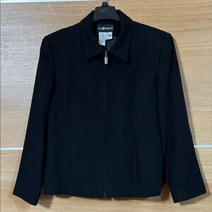 Sag Harbor women’s Sz 18 100% lined Wool Zip Up Jacket Black Classic pockets